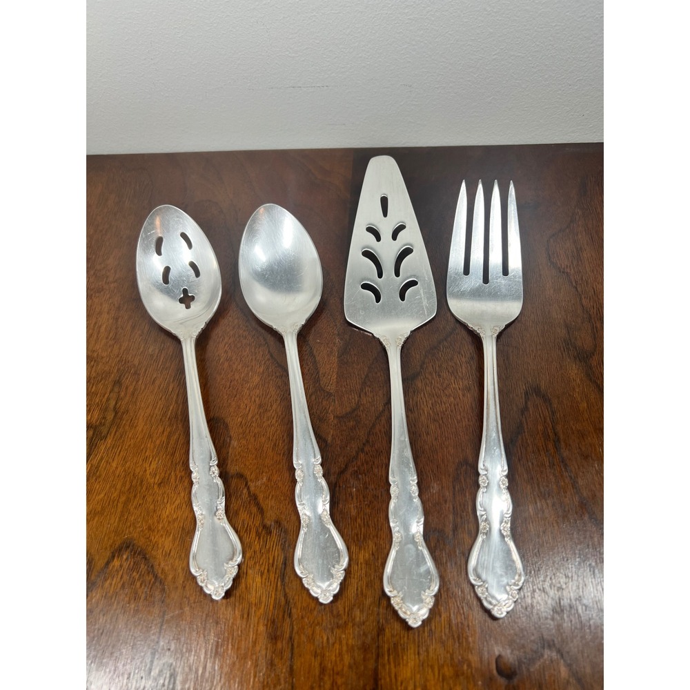 Towle Supreme Cutlery Silver Plated Vintage Serving Set Silver 4pc Floral Korea